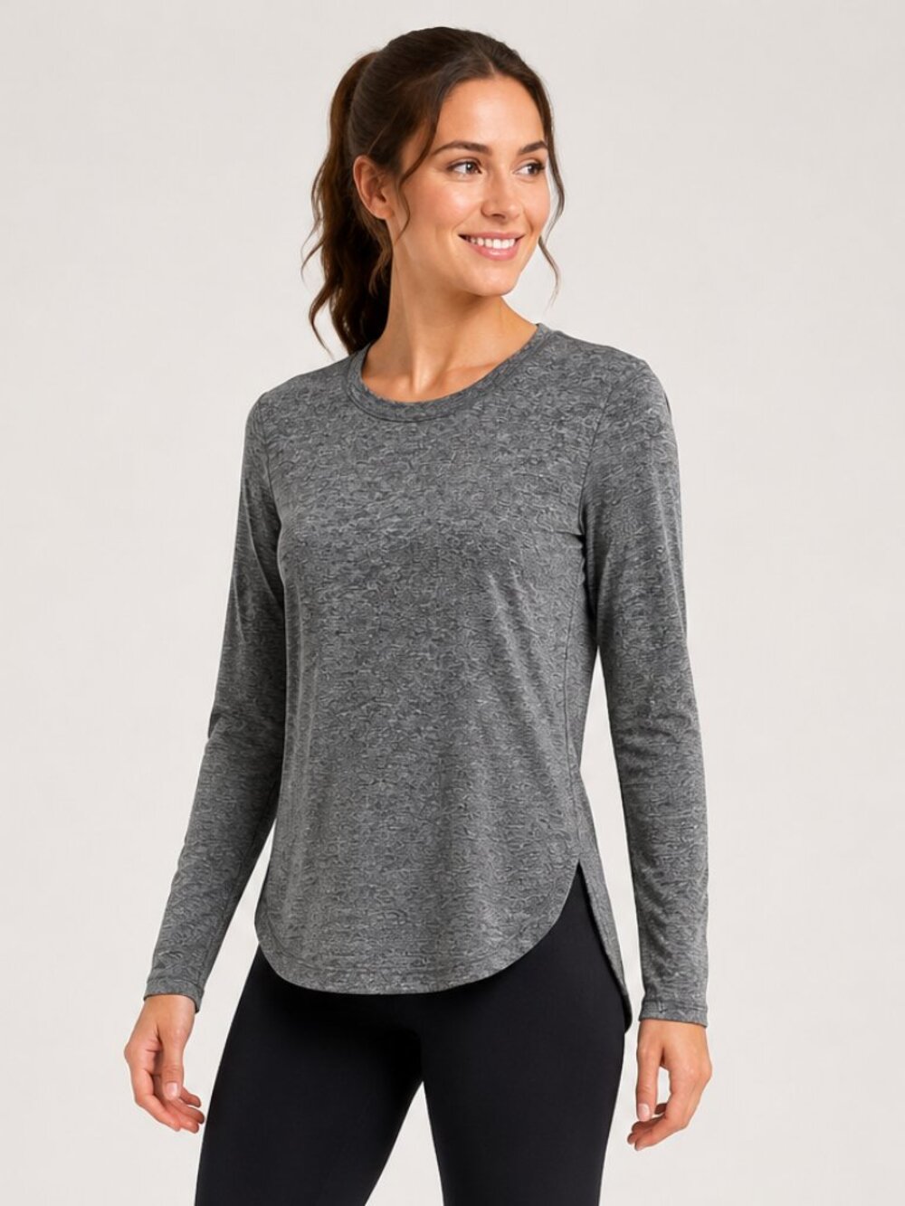 Athleta Uptempo Long Sleeve Top Women’s S Heathered Olive Green Thumbholes